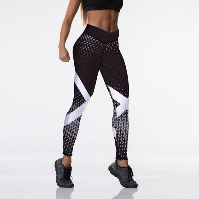 High Waist Elasticity Women Digital Printed Leggings Push Up Strength Pants