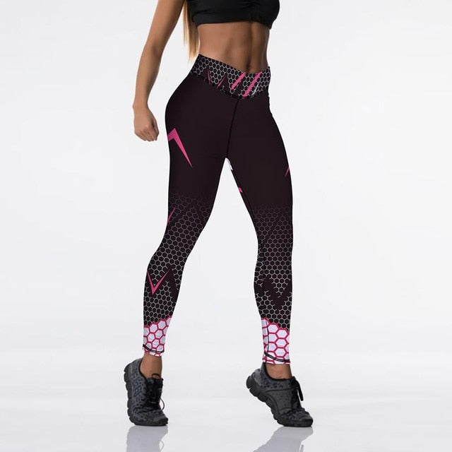 High Waist Elasticity Women Digital Printed Leggings Push Up Strength Pants