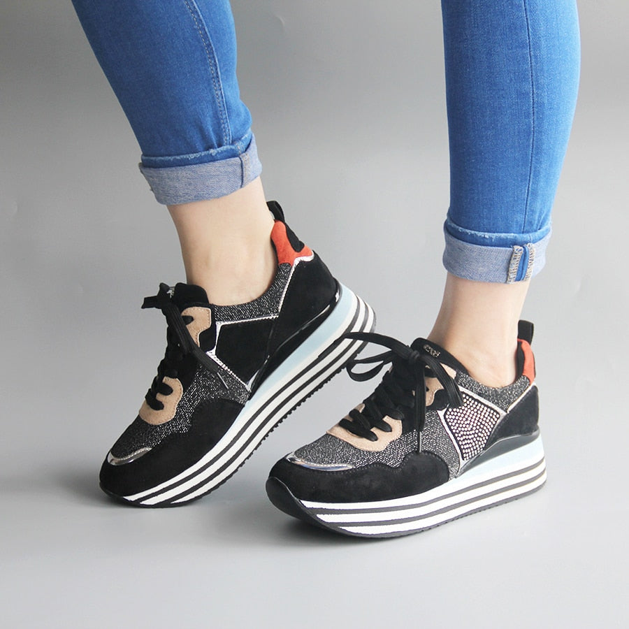 casual luxury designer sneakers with glitter women fashionable shoes