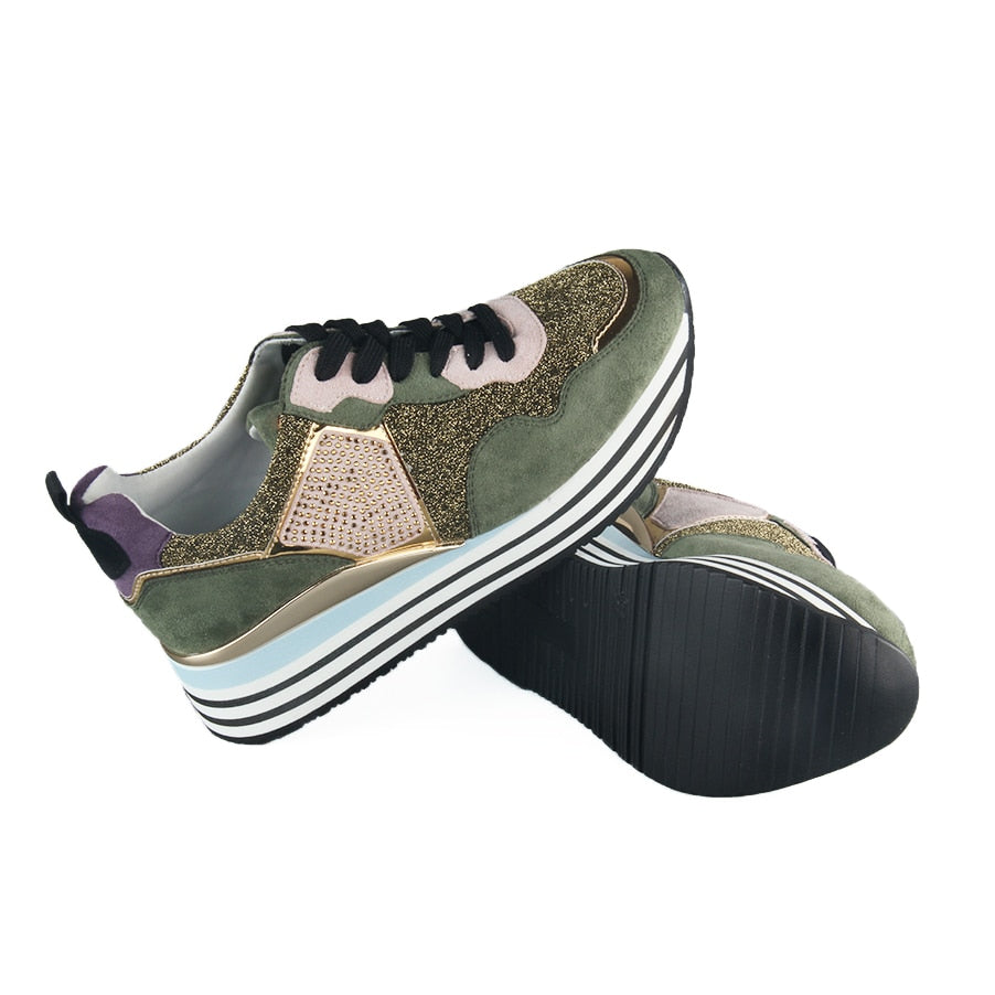 casual luxury designer sneakers with glitter women fashionable shoes