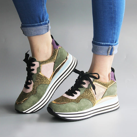 casual luxury designer sneakers with glitter women fashionable shoes