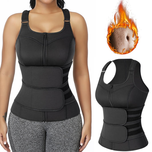 Women's Latex Waist Trainer Vest with Two Belts