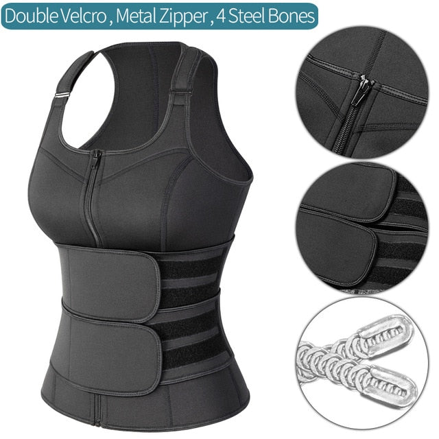 Women's Latex Waist Trainer Vest with Two Belts
