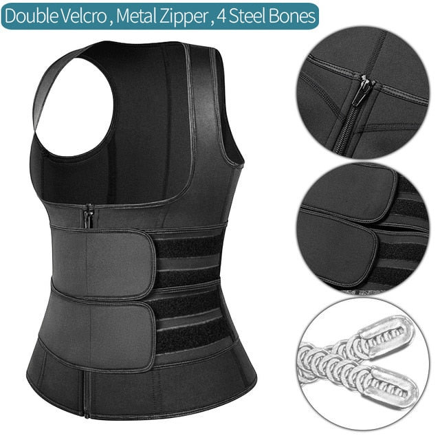 Women's Latex Waist Trainer Vest with Two Belts
