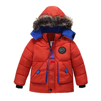 Boys Jacket Hooded Leisure Thicken Cotton