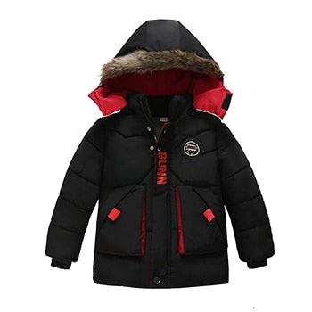 Boys Jacket Hooded Leisure Thicken Cotton