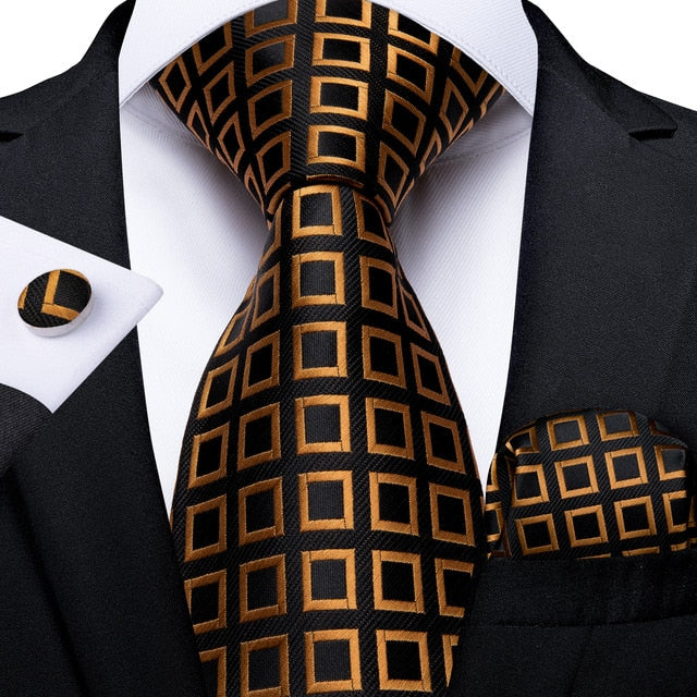 High Quality Wedding Tie For Men Hanky Cufflink Silk Tie Set