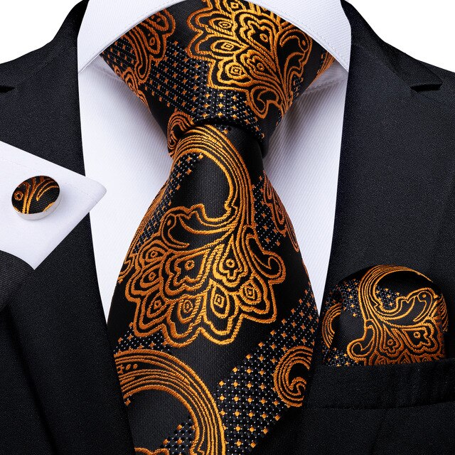 High Quality Wedding Tie For Men Hanky Cufflink Silk Tie Set