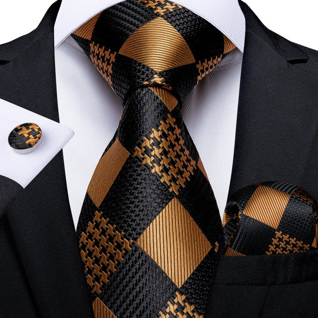 High Quality Wedding Tie For Men Hanky Cufflink Silk Tie Set