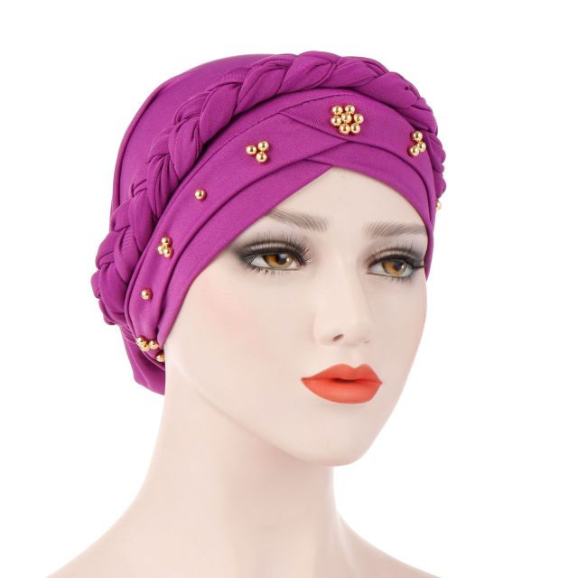 Head Scarf Milk Silk Muslim Hijab Beads Braid Wrap