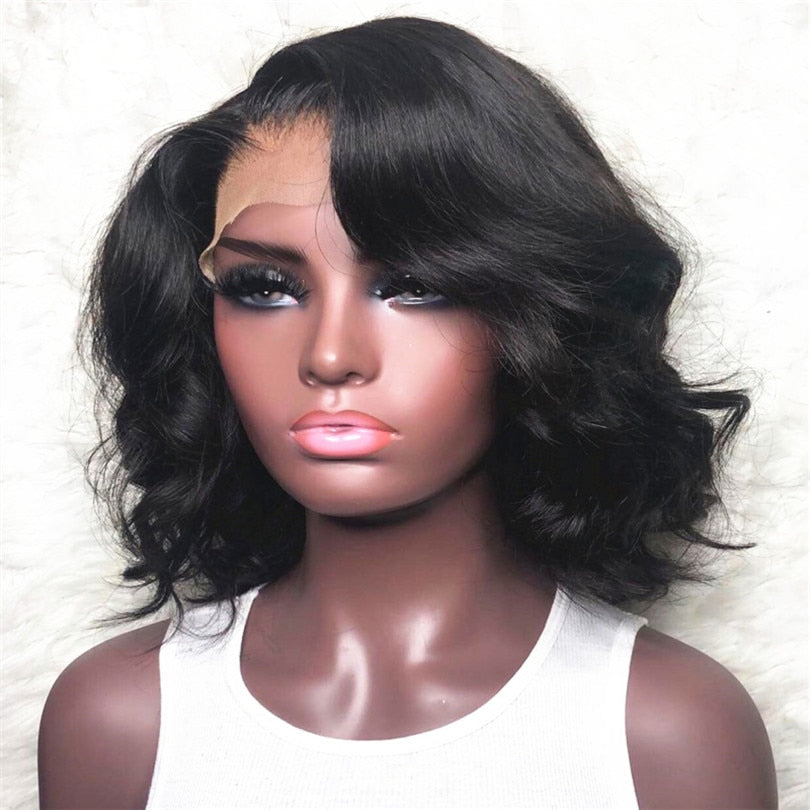 Short Bob  Body Wave Lace Front Human Hair Wig Brazilian Remy