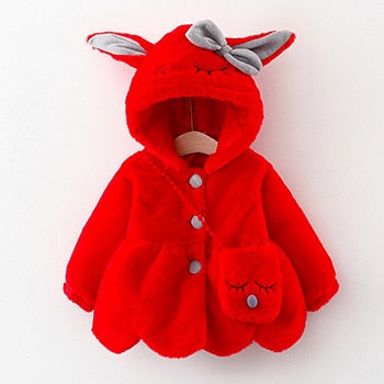 Cute Rabbit Ears Plush Baby Jacket