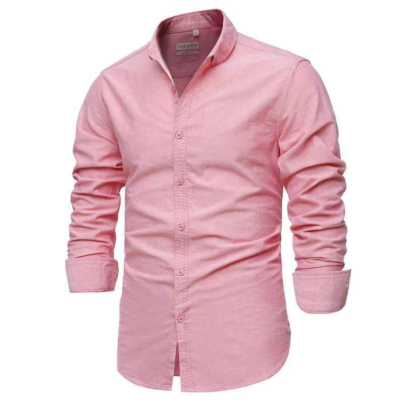 Men's Shirts 100% Cotton Men Shirt Long Sleeve Casual Slim Fit