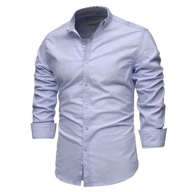 Men's Shirts 100% Cotton Men Shirt Long Sleeve Casual Slim Fit