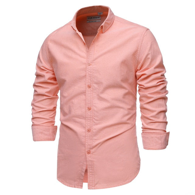 Men's Shirts 100% Cotton Men Shirt Long Sleeve Casual Slim Fit