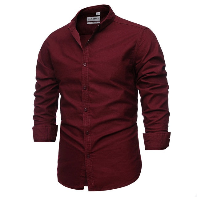 Men's Shirts 100% Cotton Men Shirt Long Sleeve Casual Slim Fit