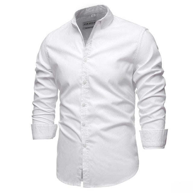 Men's Shirts 100% Cotton Men Shirt Long Sleeve Casual Slim Fit