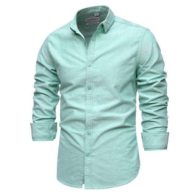 Men's Shirts 100% Cotton Men Shirt Long Sleeve Casual Slim Fit