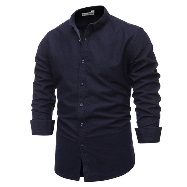 Men's Shirts 100% Cotton Men Shirt Long Sleeve Casual Slim Fit