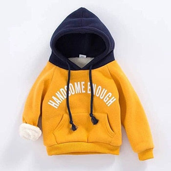 Winter Boys Hoodies Handsome Keep Warm Hooded Casual Kids Sweater