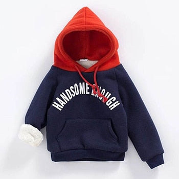 Winter Boys Hoodies Handsome Keep Warm Hooded Casual Kids Sweater