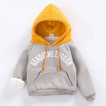 Winter Boys Hoodies Handsome Keep Warm Hooded Casual Kids Sweater