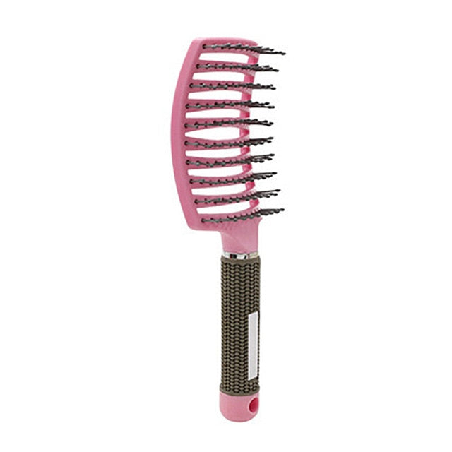 Scalp Massage Comb Nylon Hairbrush Wet Curly Detangle Hair Brush for Salon