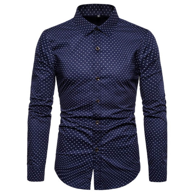 Men Dress Shirts Cotton High Quality Long Sleeve Slim Fit