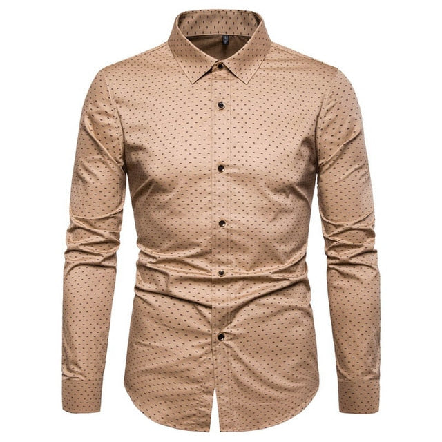 Men Dress Shirts Cotton High Quality Long Sleeve Slim Fit