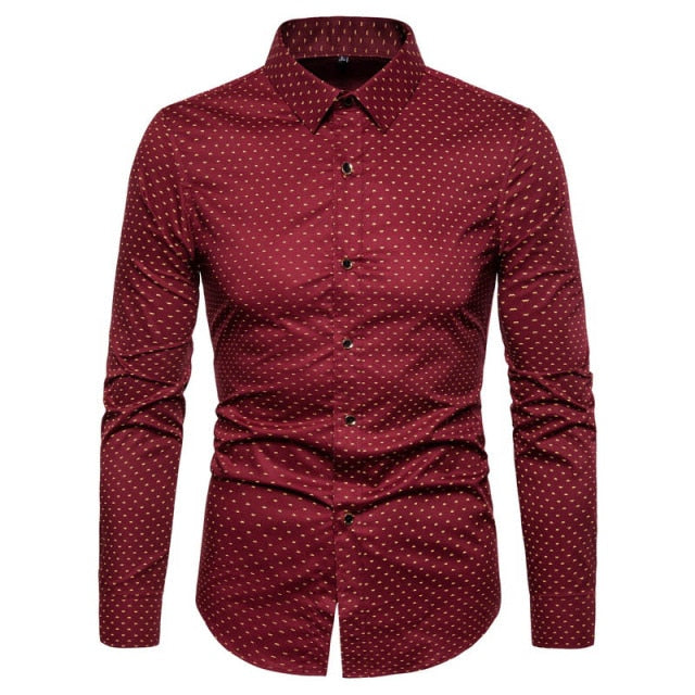 Men Dress Shirts Cotton High Quality Long Sleeve Slim Fit