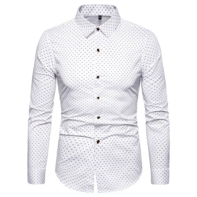 Men Dress Shirts Cotton High Quality Long Sleeve Slim Fit