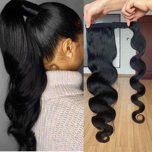 Wrap Around Ponytail Human Hair Brazilian Body Wave Ponytail Remy Hair