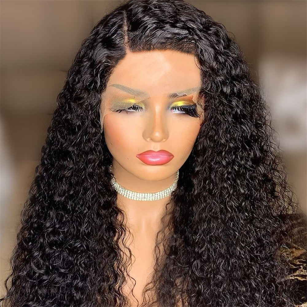 Long Kinky Curly Hair Synthetic Lace Front Wig for Black Women Lace Front Wig Gluless Heat Resistant Natural Hairline