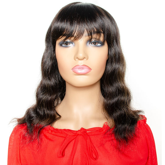 Human Hair Wigs With Bangs Body Wave