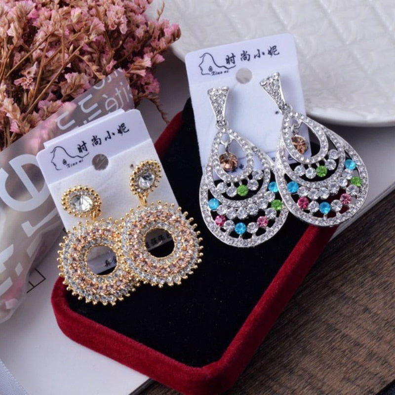 Wholesale 12 Pairs Mixed Lot Crystal Flower Drop Earrings