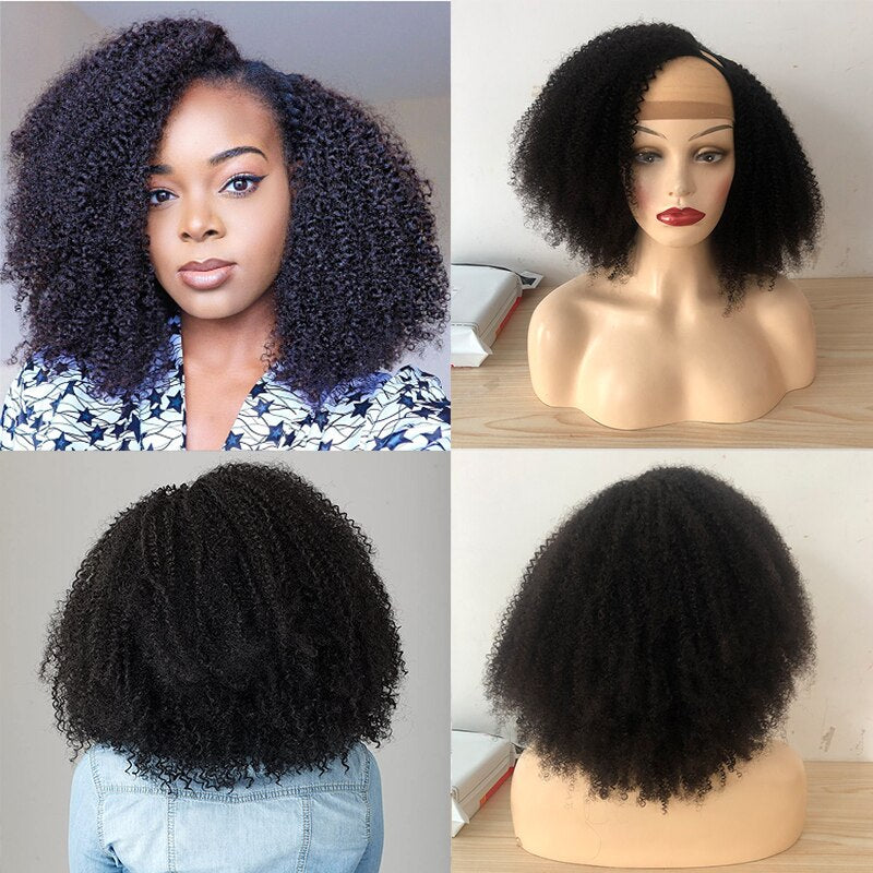 U Part Wig Afro Kinky Curly Wigs Human Hair Brazilian Remy