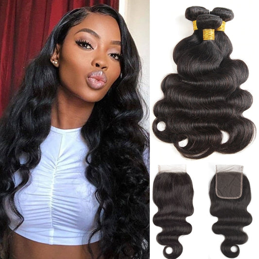 Brazilian Hair Body Wave Bundles With Closure