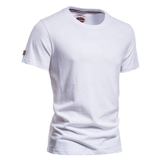 Men's Casual O-neck T-shirt 100% Cotton Quality Solid Color Soft T Shirts