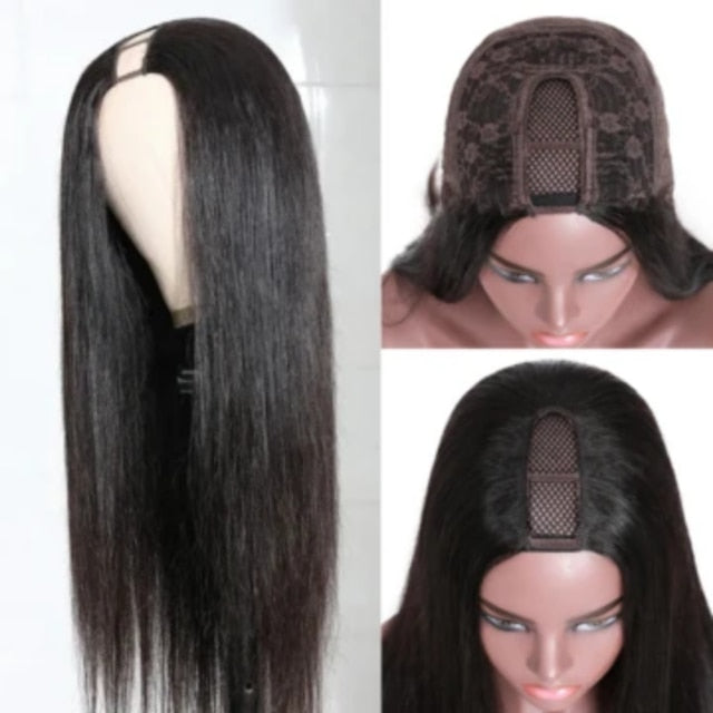 Straight U Part Wigs Human Hair Wigs Glueless Brazilian Silky Straight Wigs 150%