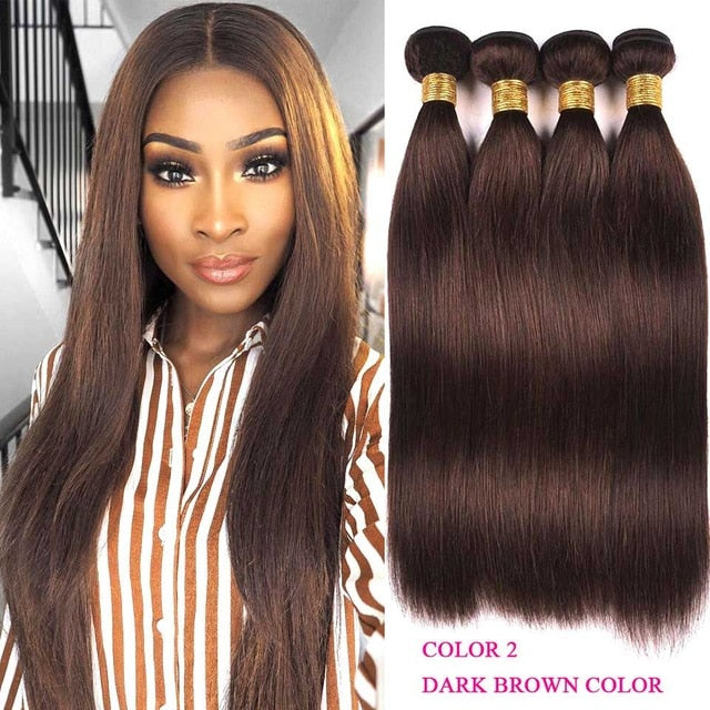 Brazilian Hair Weave Bundles 100% Human Hair Bundles Remy Light Brown 4 Dark Brown 2 Human Hair Extension