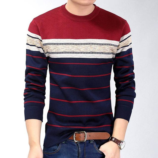 Casual  Social Fitness Bodybuilding Striped T Shirts Pullover Sweater