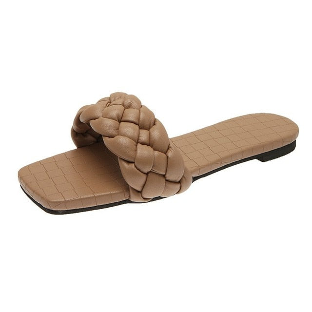 Women Weave Slippers Flat Shoes Fashion Leisure Shoes