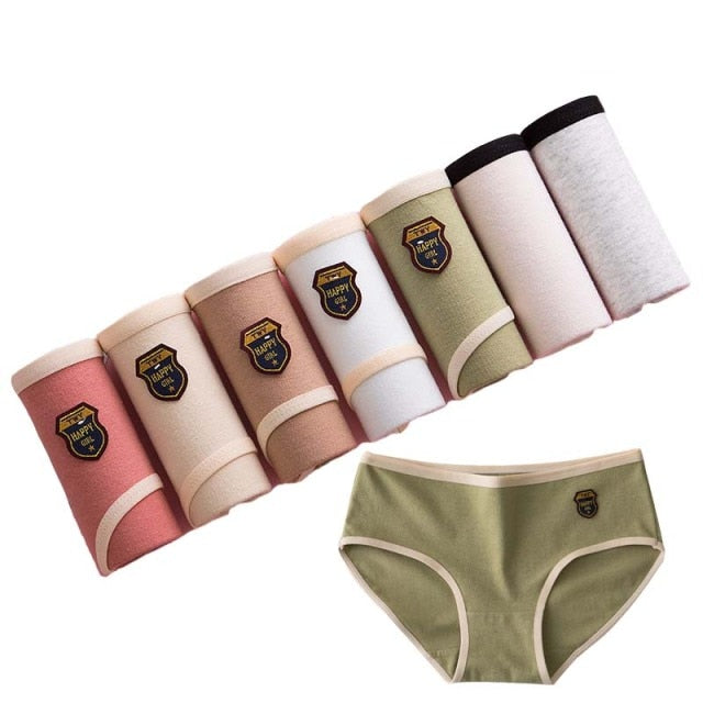 7 Pcs/Set Women's Cotton Panties Print Breathable Briefs Girls Soft Panty