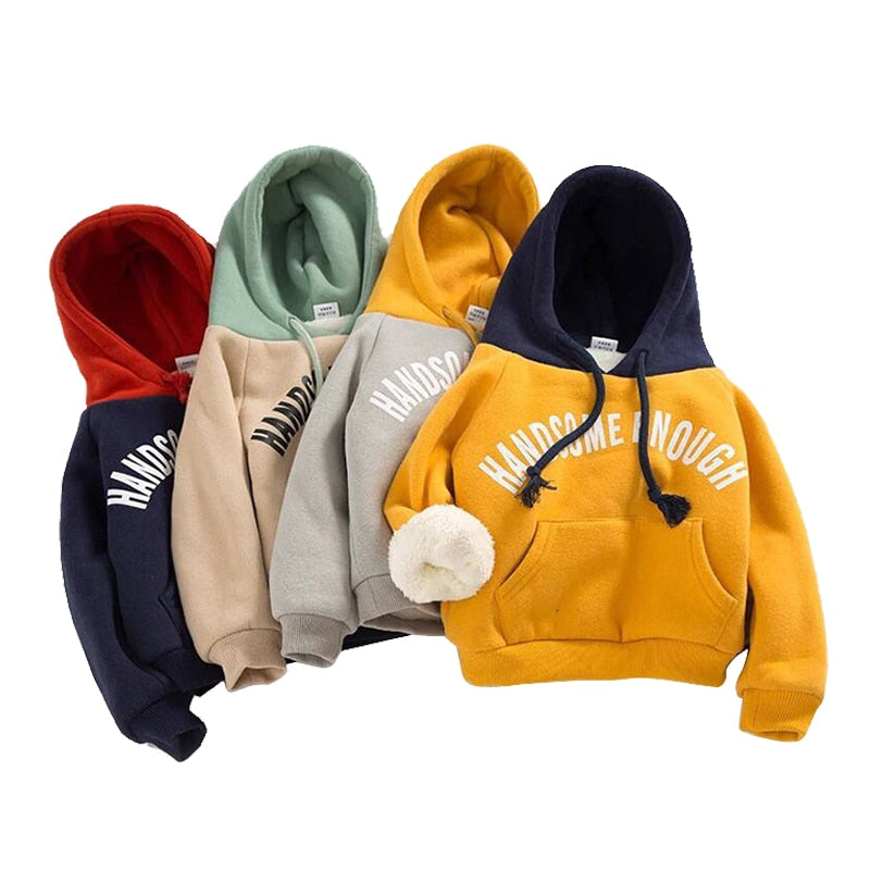 Winter Boys Hoodies Handsome Keep Warm Hooded Casual Kids Sweater