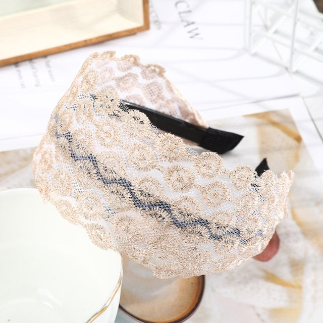 Crochet Flower Hairband Hair Hoop Mesh Headbands for Women Hair Accessories