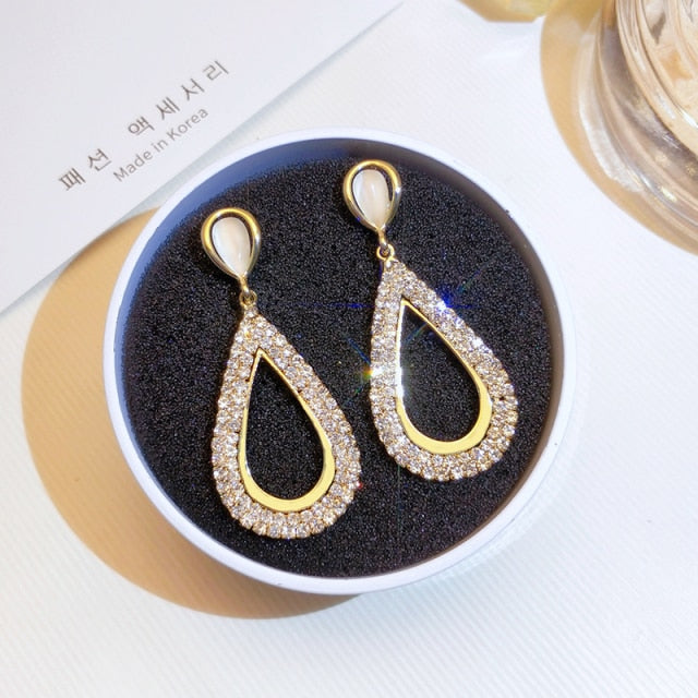 Women Bohemian Golden Round Zircon Wedding Earrings Jewelry Gift