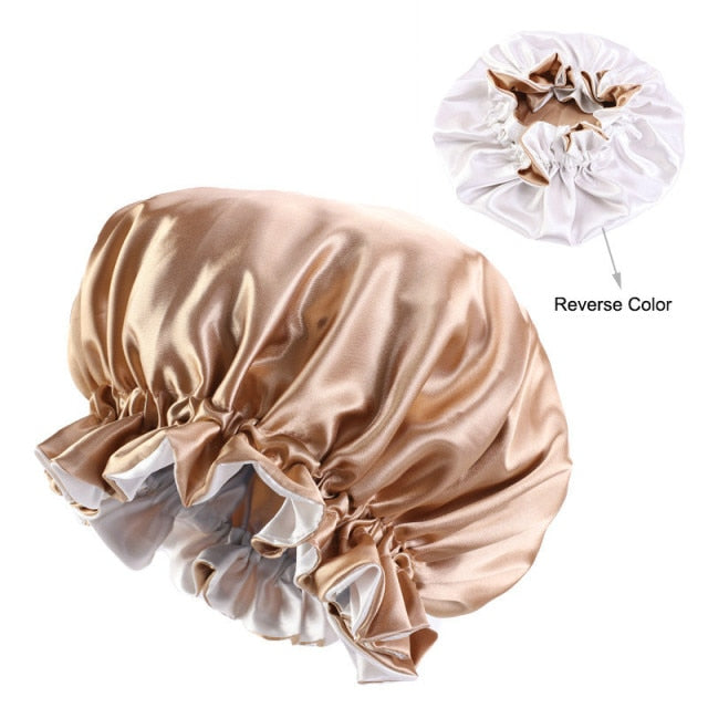 Satin Bonnet Hat Large Satin Linned Bonnet Sleep Cap Silky Night Sleep Cover Cap