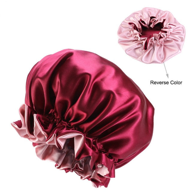 Satin Bonnet Hat Large Satin Linned Bonnet Sleep Cap Silky Night Sleep Cover Cap