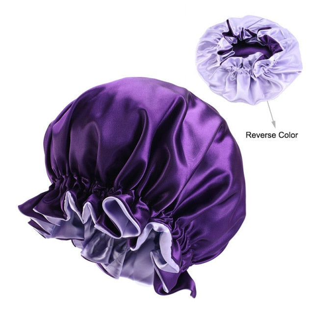 Satin Bonnet Hat Large Satin Linned Bonnet Sleep Cap Silky Night Sleep Cover Cap