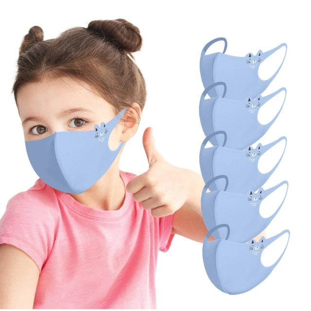 Kids Cartoon Print Breathable Protection Stretch Masque 5 Pack reusable facemask